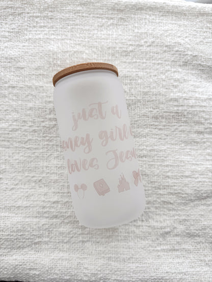 "Just A Girl Who Loves Jesus" Glass Cup